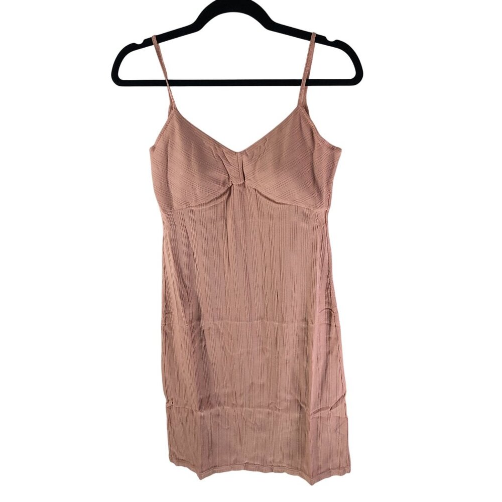 Neiwai Laid Back Ribbed V-Tie Padded Slip Dress Coral Pink XS